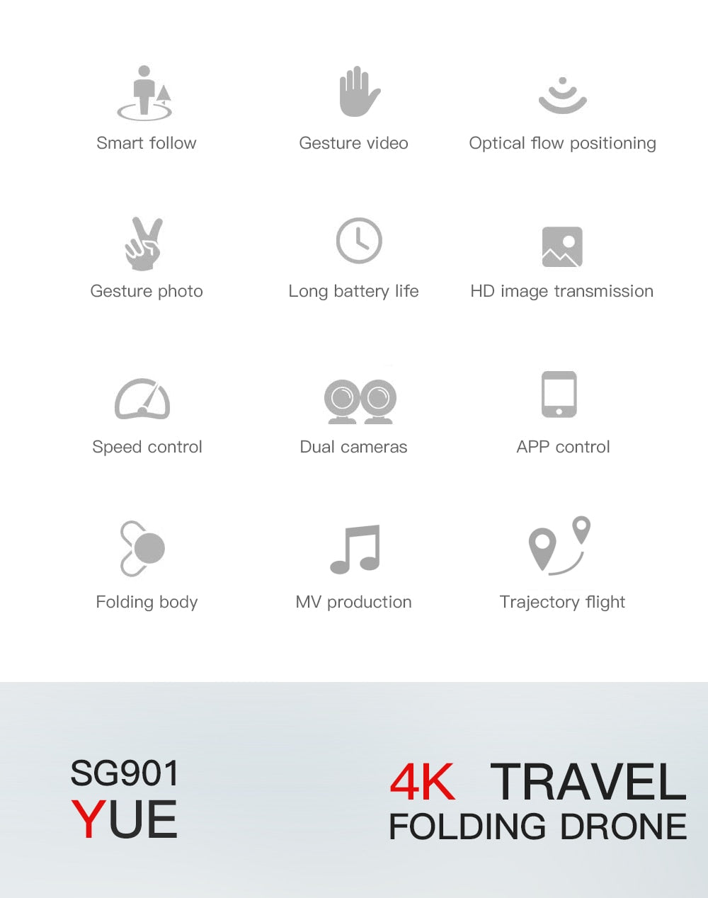 4K HD Dual Camera Foldable Drone With WIFI & Gesture Control