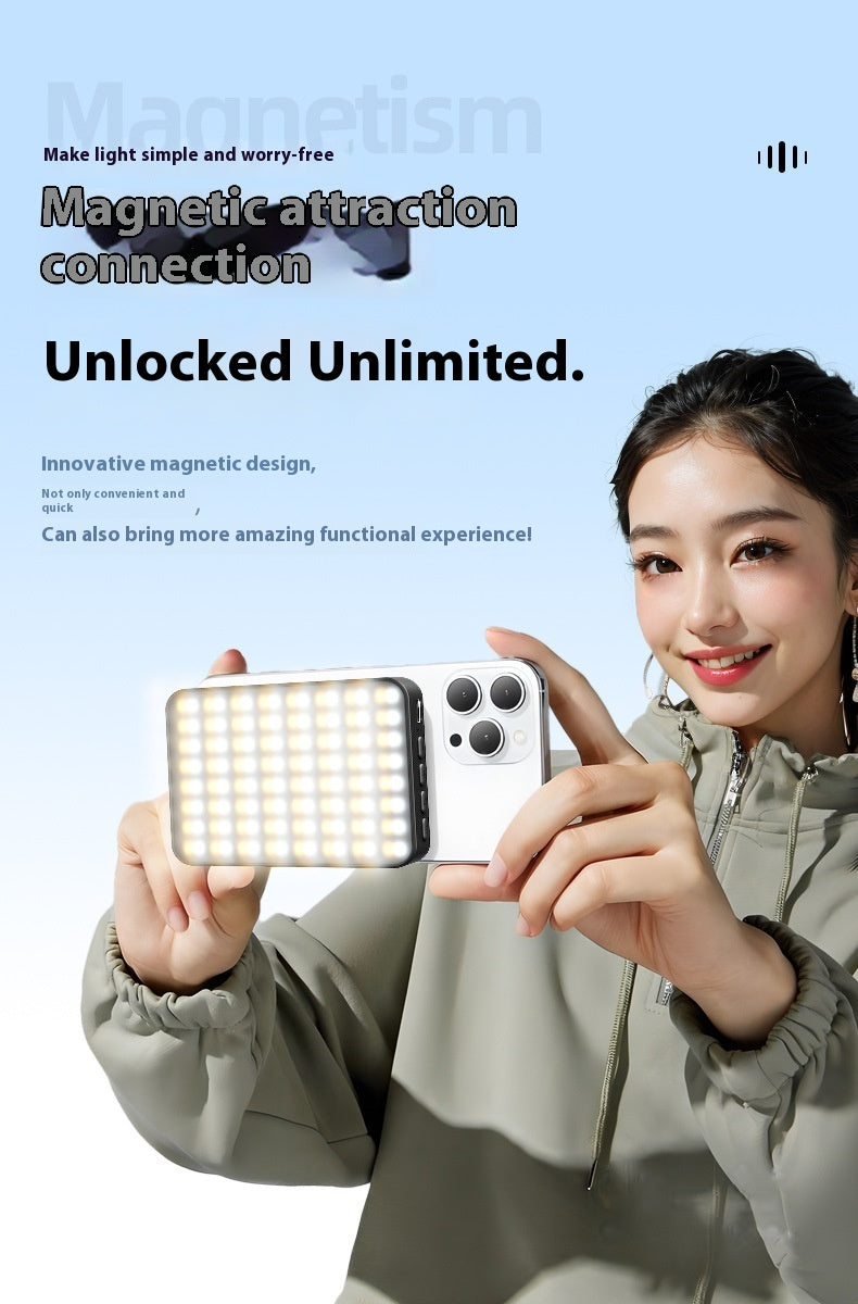 Magnetic LED Fill Light for Phone & Camera – Rechargeable Selfie & Video Light