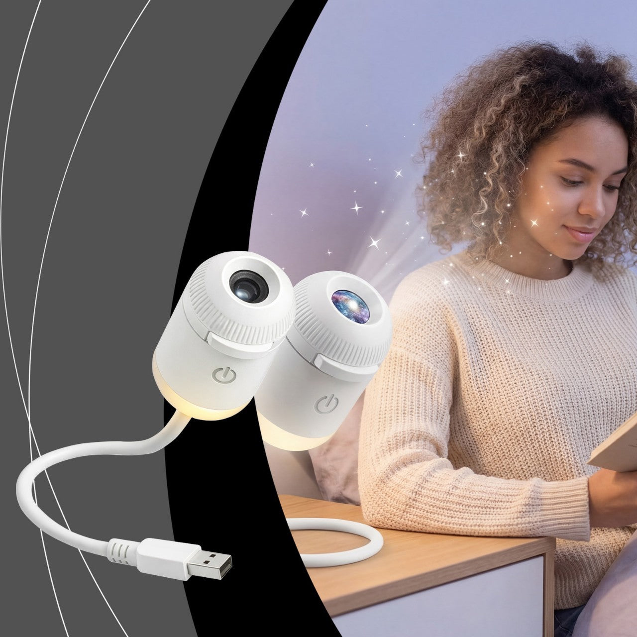 Galaxy Star Projector Night Light – USB Powered Ambient Room Lamp