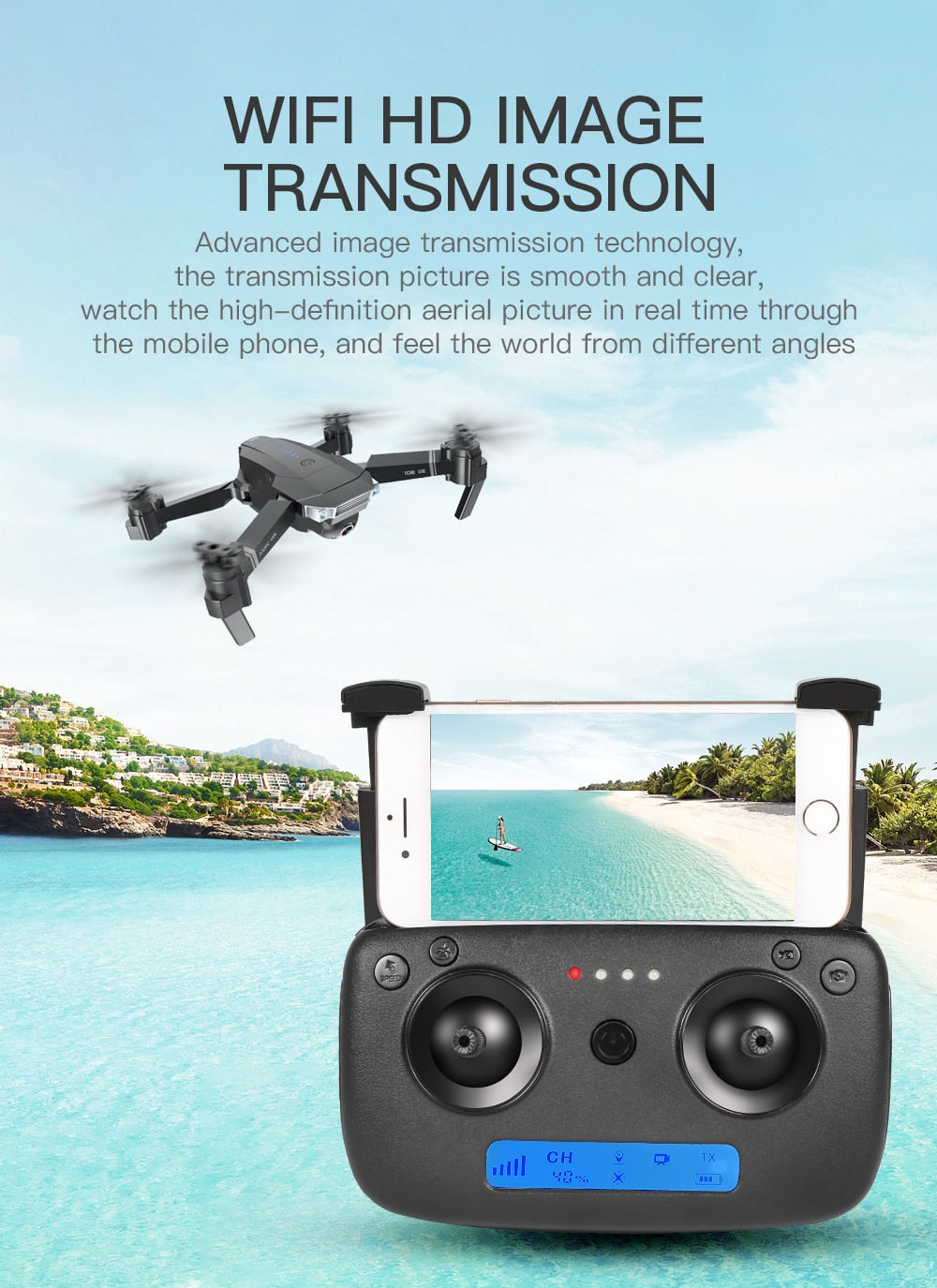 4K HD Dual Camera Foldable Drone With WIFI & Gesture Control
