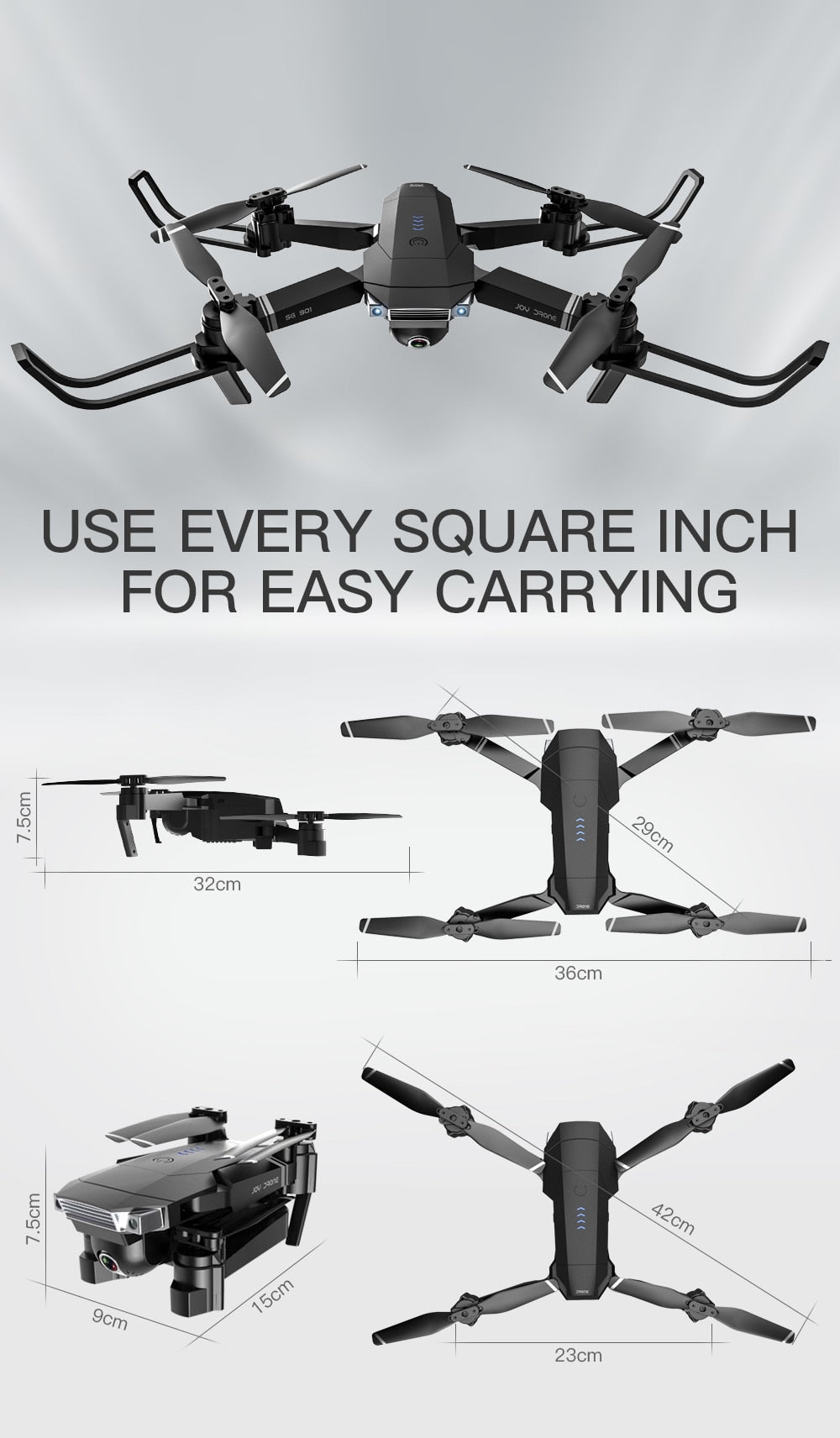 4K HD Dual Camera Foldable Drone With WIFI & Gesture Control
