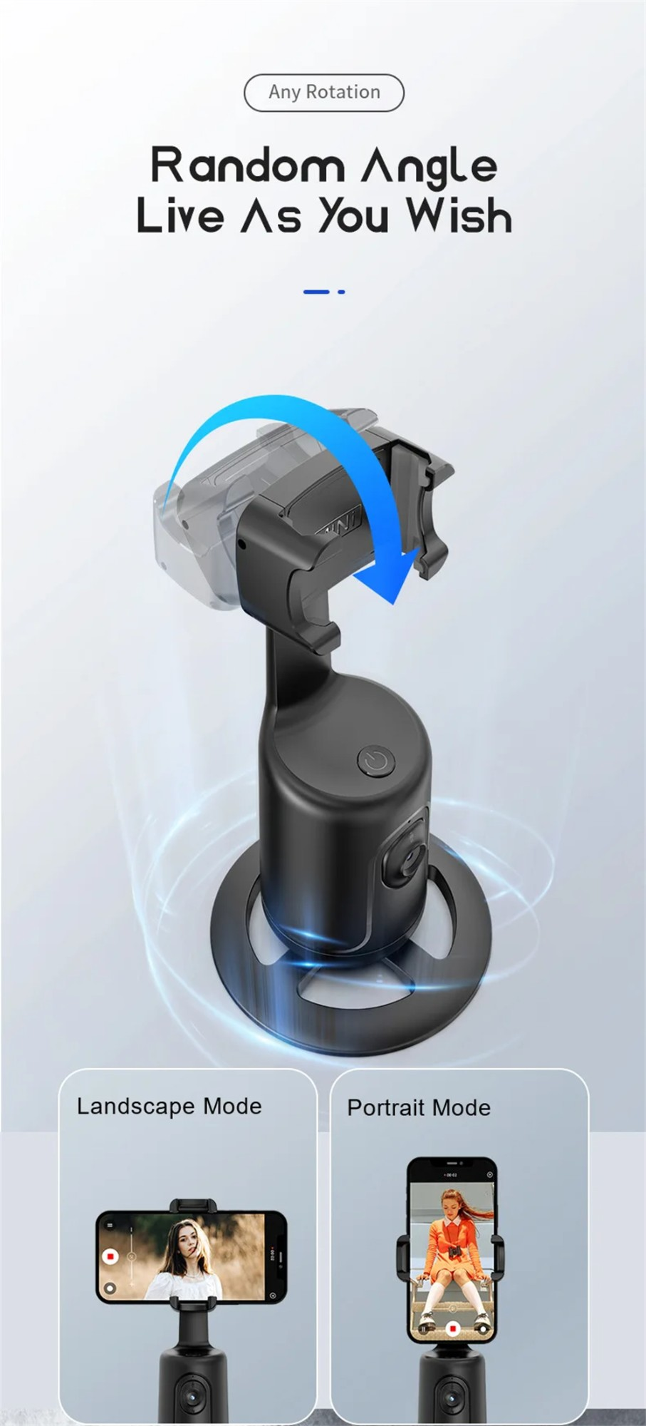 360 Auto Face Tracking Gimbal AI Smart Gimbal Face Tracking Auto Phone Holder for Smartphone Video Vlog Live Stabilizer Tripod