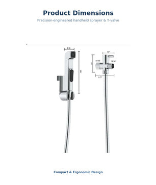 Handheld Bidet Sprayer Set with T-Valve, Hose & Wall Bracket