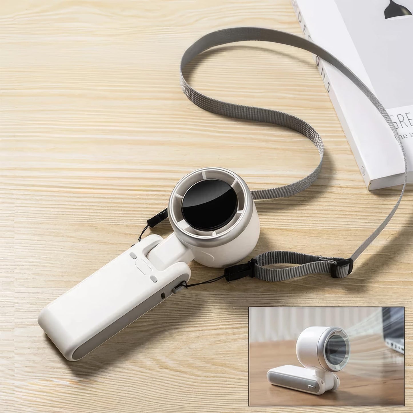 Hanging Neck Outdoor 180 Degree Folding Desktop Mini Fan Hand-Held Folding High-Speed Powerful Turbo Fan