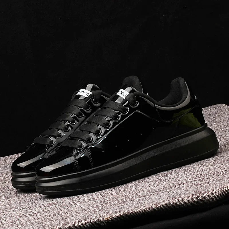 Luxury Men'S Shoes Shiny Patent Leather White Shoes Women'S Couple Models Air Cushion Women'S Skateboard Shoes Sneakers Women