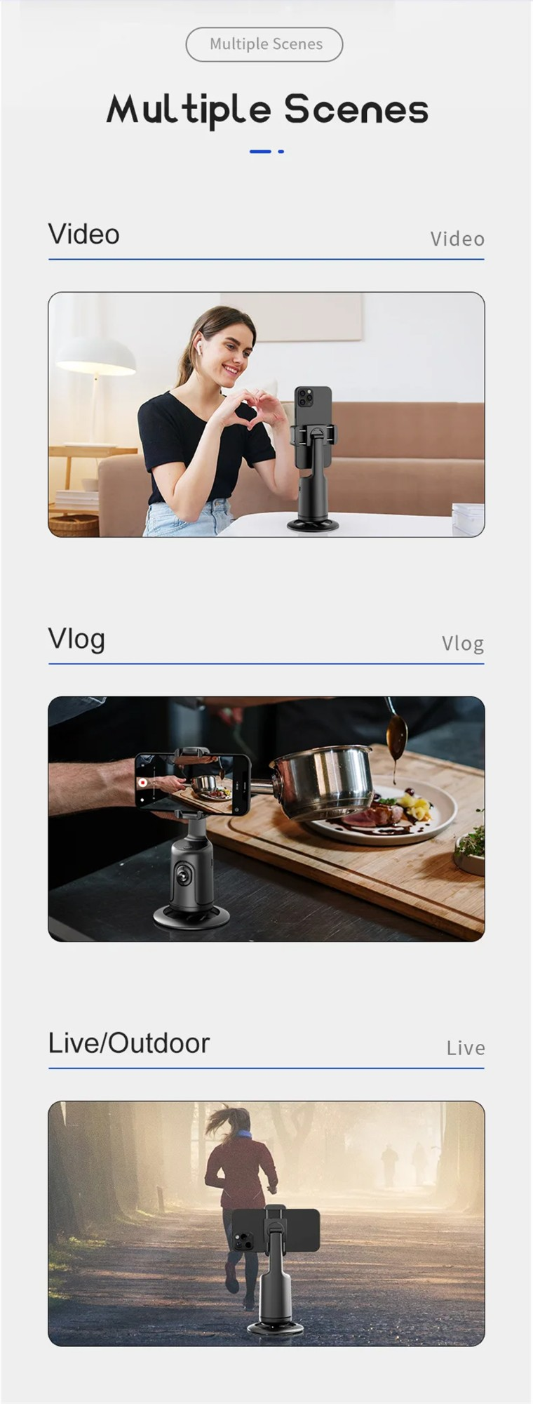 360 Auto Face Tracking Gimbal AI Smart Gimbal Face Tracking Auto Phone Holder for Smartphone Video Vlog Live Stabilizer Tripod