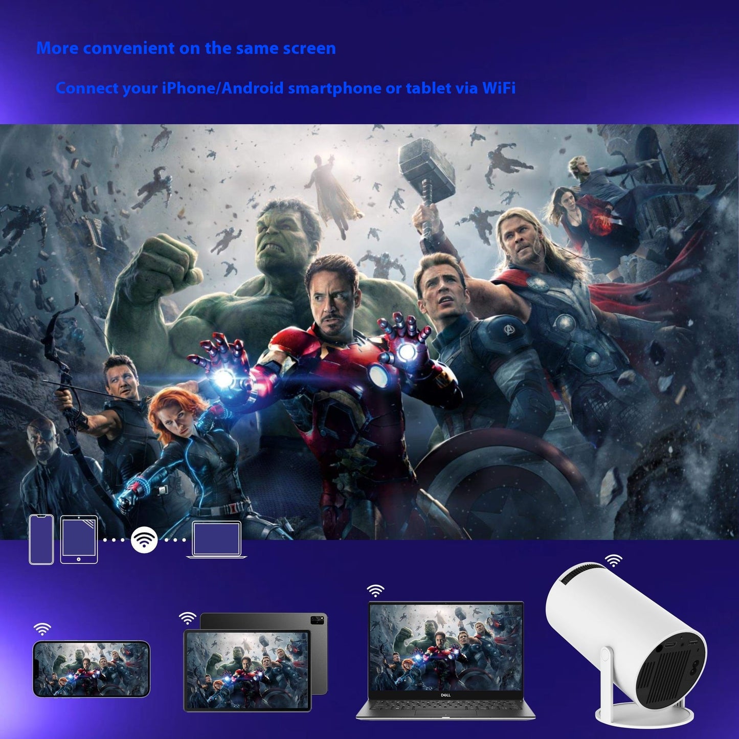 Portable Android Projector 720P HD Mini Cinema Device