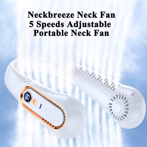 2026 New Mini Neck Fan USB Charging Lazy Portable Office Sports Leaveless Neck Fan LED Digital Display Electric Air Cooler