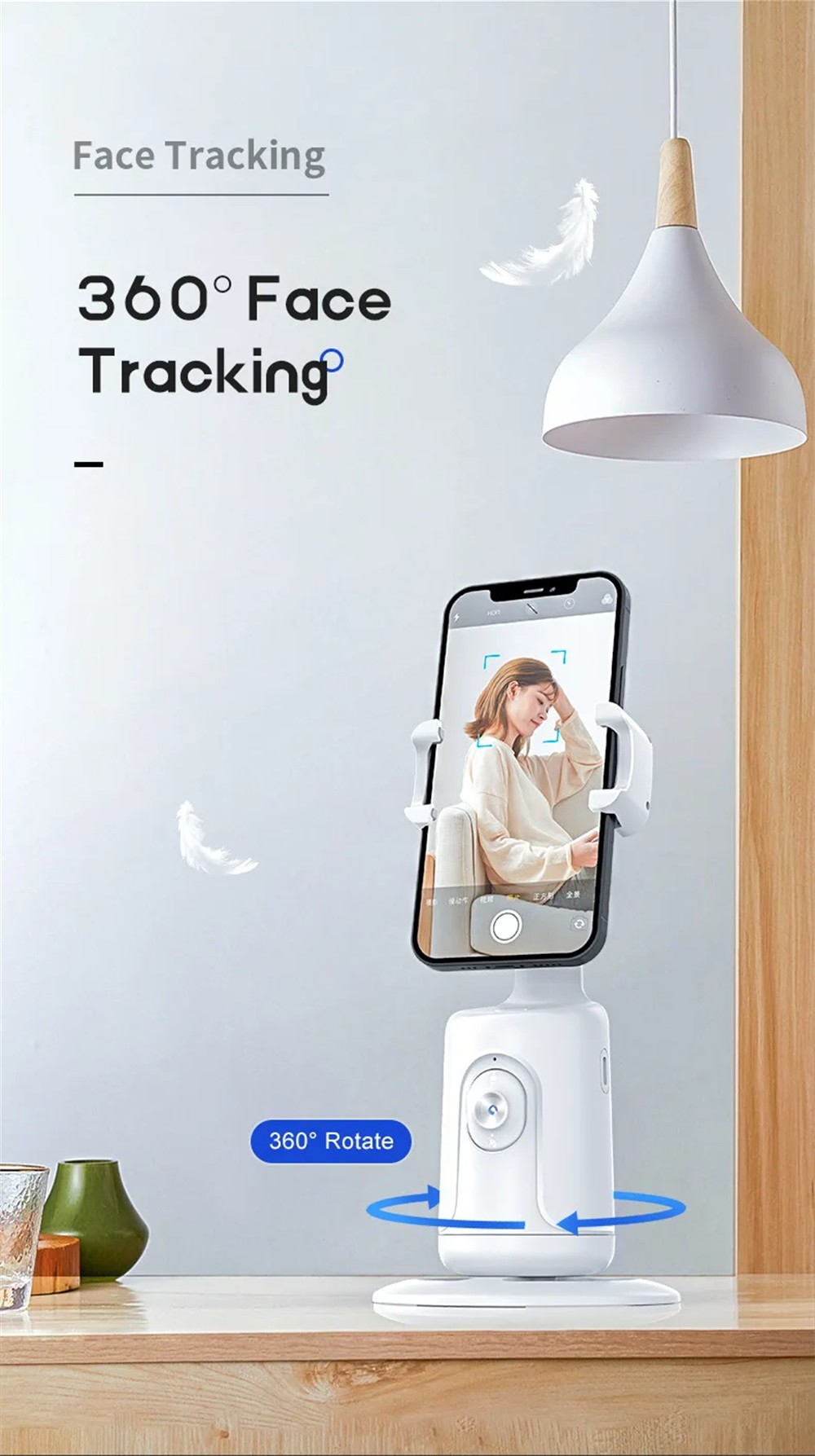 360 Auto Face Tracking Gimbal AI Smart Gimbal Face Tracking Auto Phone Holder for Smartphone Video Vlog Live Stabilizer Tripod
