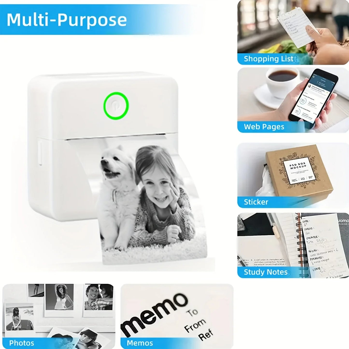 Sticker Printer - Model X6 Print Pods Mini Printer, Bluetooth Thermal Sticker Maker with Rolls Paper | Compatible with Iphone