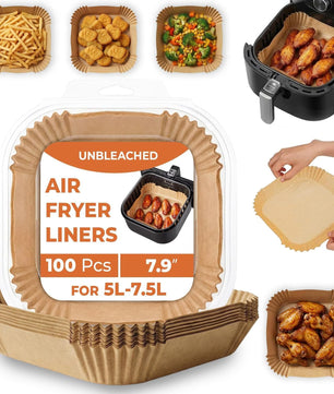 100Pcs Disposable Air Fryer Liners – Non-Stick Parchment Paper