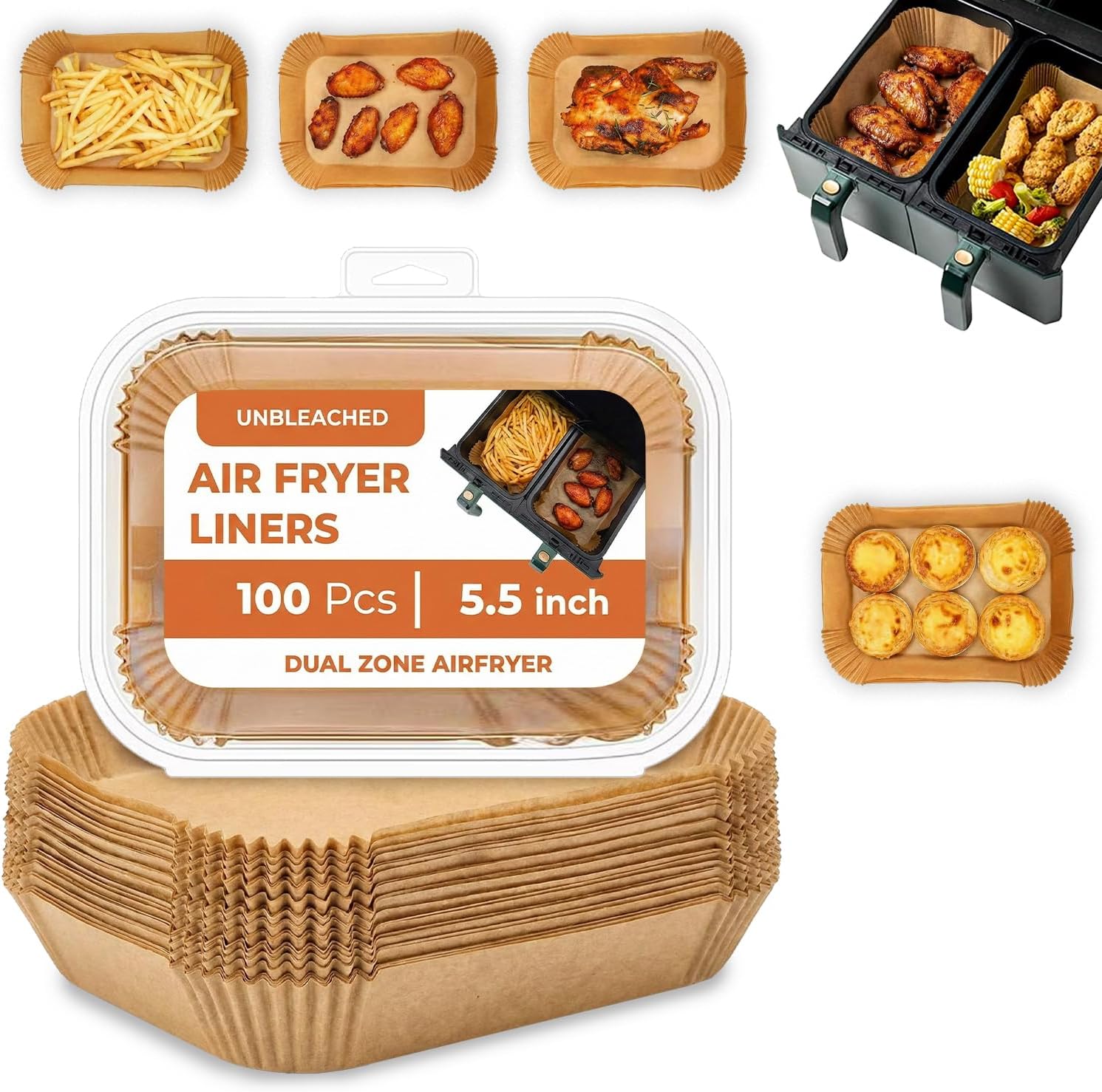 100Pcs Disposable Air Fryer Liners – Non-Stick Parchment Paper