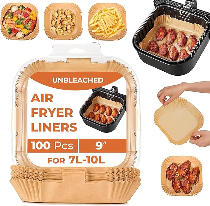 100Pcs Disposable Air Fryer Liners – Non-Stick Parchment Paper