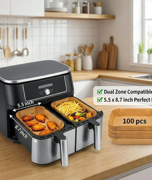 100Pcs Disposable Air Fryer Liners – Non-Stick Parchment Paper