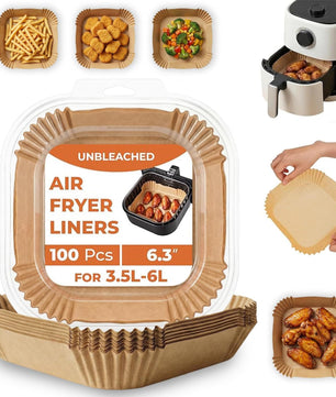 100Pcs Disposable Air Fryer Liners – Non-Stick Parchment Paper