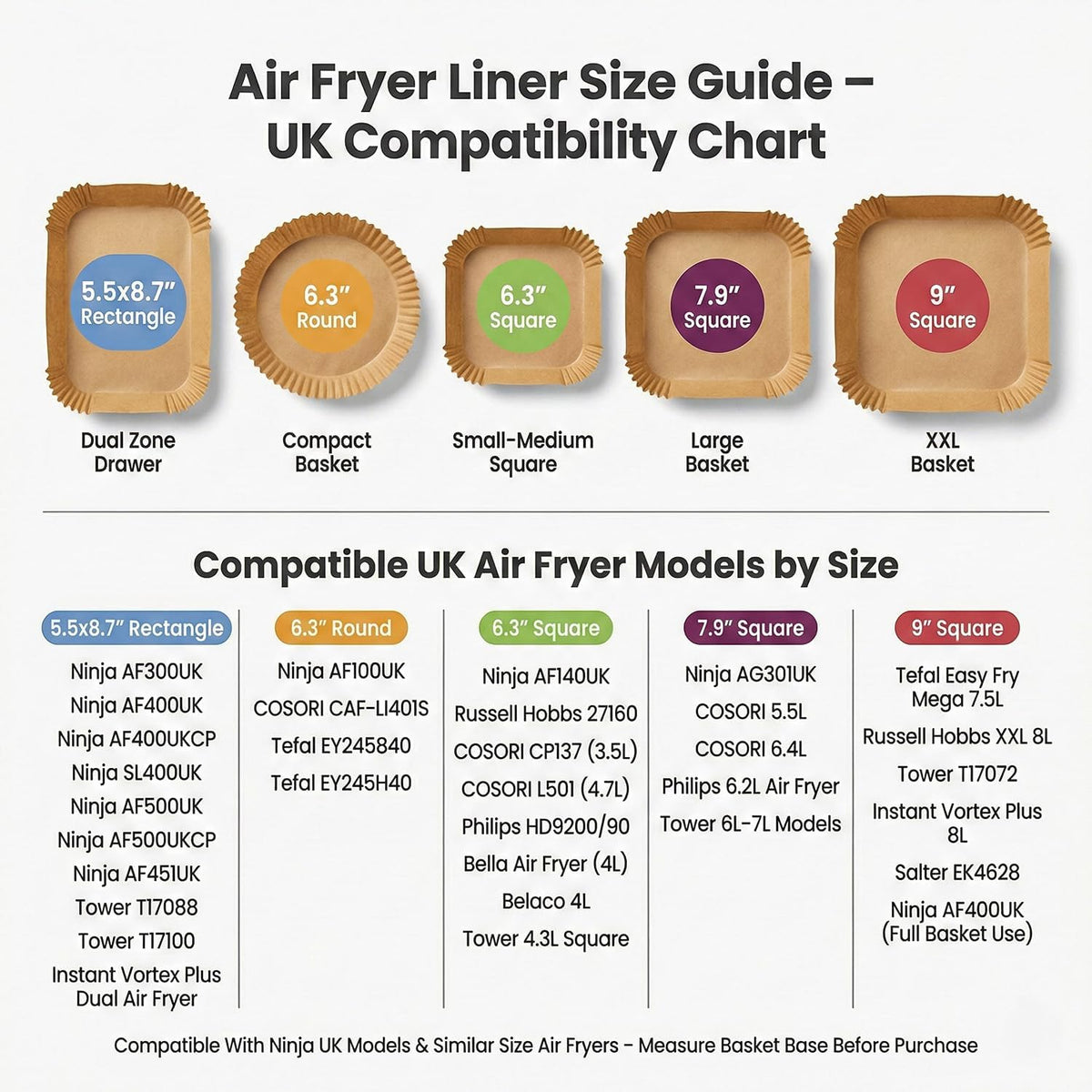 100Pcs Disposable Air Fryer Liners – Non-Stick Parchment Paper