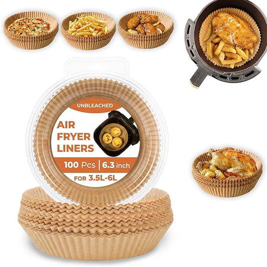 100Pcs Disposable Air Fryer Liners – Non-Stick Parchment Paper