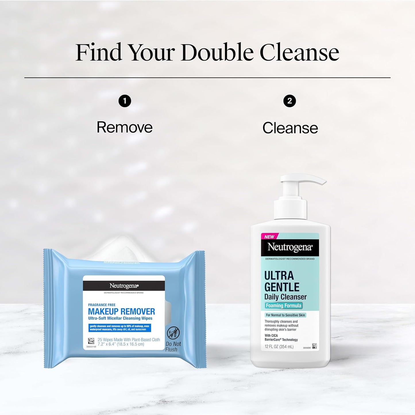 Neutrogena Makeup Remover Micellar Wipes for Face Daily Gently Removes Oil Dirt and Waterproof Makeup in a Simple Fully Plant-Based Cloth, 25 Count (Pack of 24)
