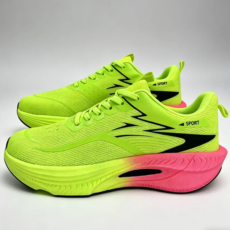 Marathon Men Sports Running Shoes Carbon Board Air Cushion Breathable Lightweight Women'S Comfortable Athletic Nonskid Sneakers