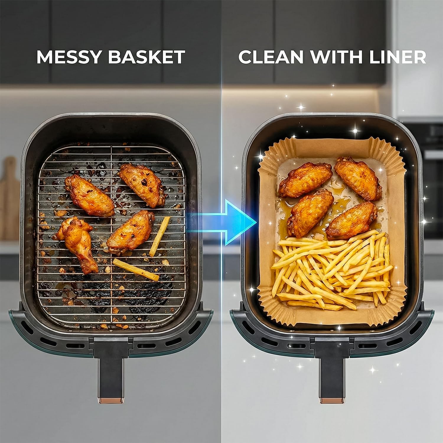 100Pcs Disposable Air Fryer Liners – Non-Stick Parchment Paper