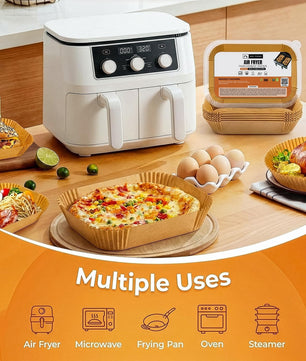 100Pcs Disposable Air Fryer Liners – Non-Stick Parchment Paper