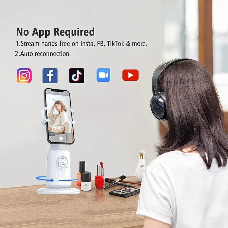 360 Auto Face Tracking Gimbal AI Smart Gimbal Face Tracking Auto Phone Holder for Smartphone Video Vlog Live Stabilizer Tripod