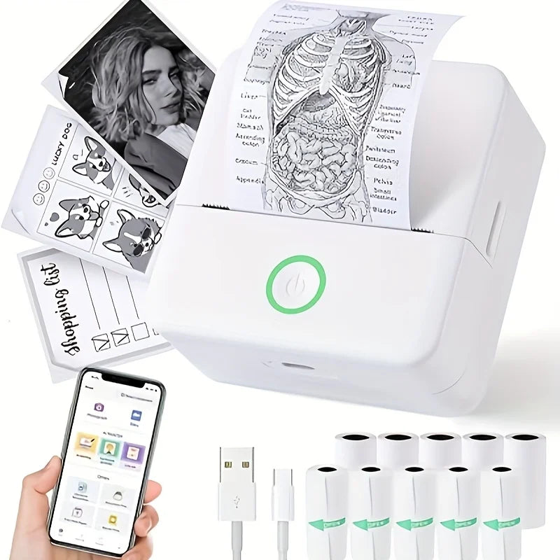 Sticker Printer - Model X6 Print Pods Mini Printer, Bluetooth Thermal Sticker Maker with Rolls Paper | Compatible with Iphone