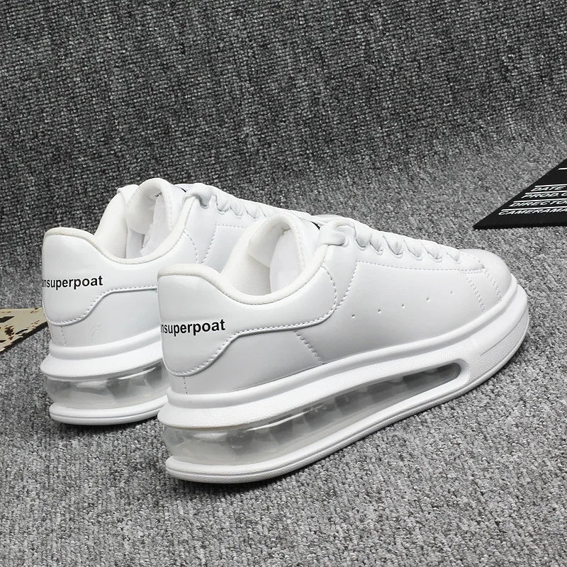 Luxury Men'S Shoes Shiny Patent Leather White Shoes Women'S Couple Models Air Cushion Women'S Skateboard Shoes Sneakers Women