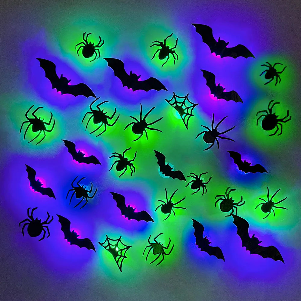 LED Bat & Spider Wall Stickers – Halloween Night Light