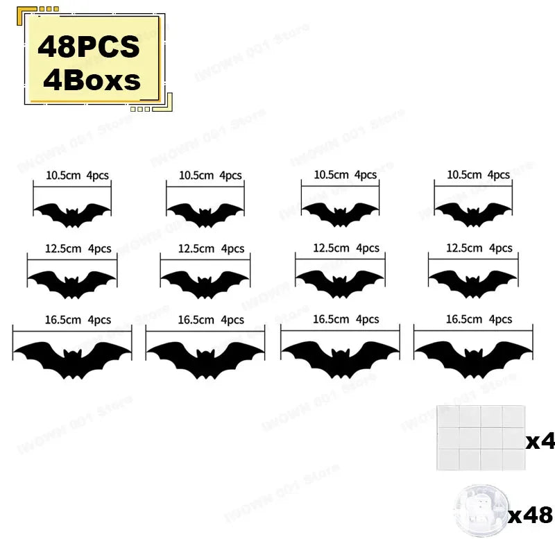 LED Bat & Spider Wall Stickers – Halloween Night Light