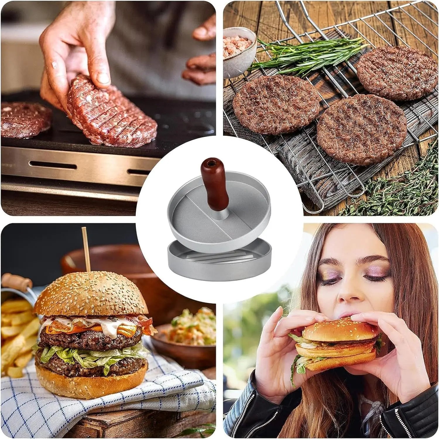 12cm Aluminum Non-Stick Burger Patty Press