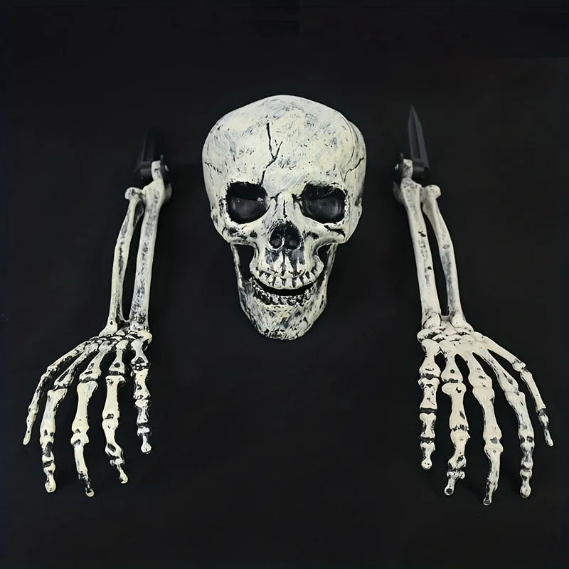 Realistic Skeleton Stakes – Halloween Skull & Arm Lawn Decor