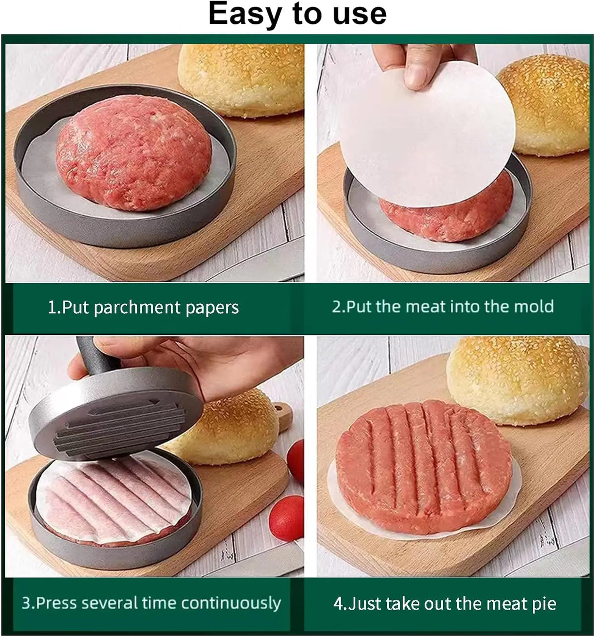 12cm Aluminum Non-Stick Burger Patty Press