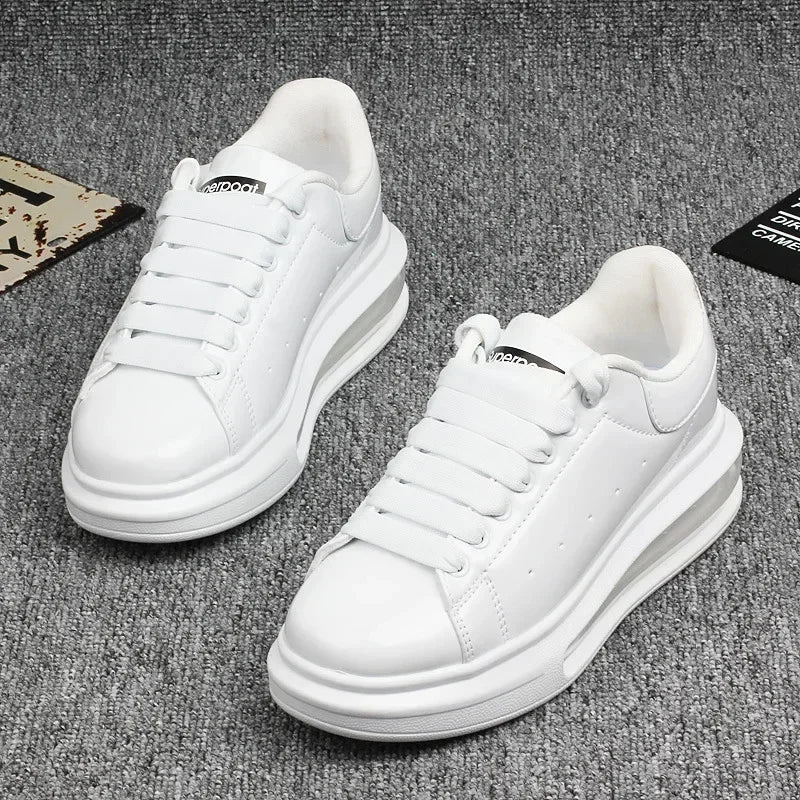 Luxury Patent Leather Sneakers for Men & Women | Air Cushion Casual Fashion Shoes