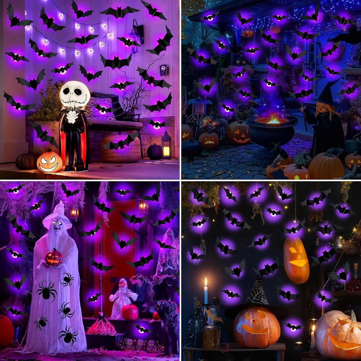 LED Bat & Spider Wall Stickers – Halloween Night Light