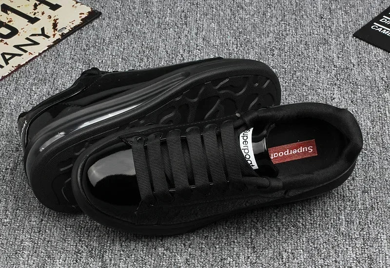 Luxury Patent Leather Sneakers for Men & Women | Air Cushion Casual Fashion Shoes