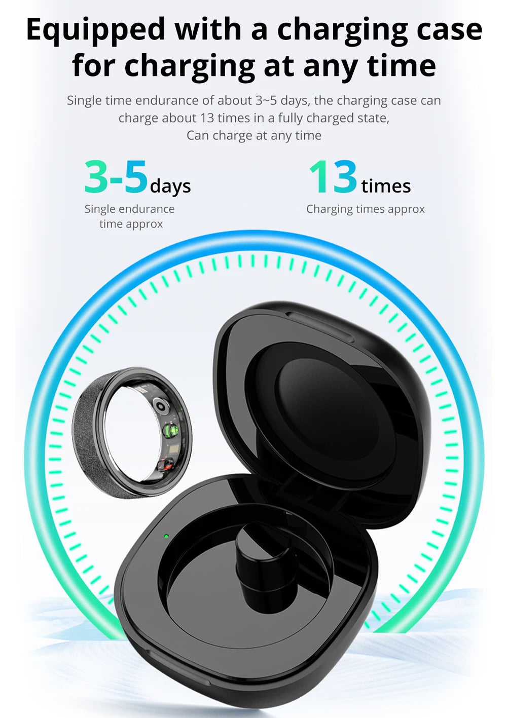 R10 Smart Ring with Charging Case for Men Women, Health and Sleep Monitor, 5ATM Waterproof Fitness Tracker
