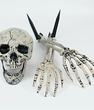 Realistic Skeleton Stakes – Halloween Skull & Arm Lawn Decor