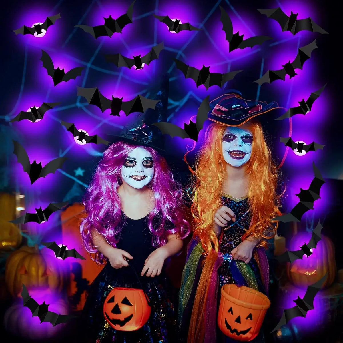 LED Bat & Spider Wall Stickers – Halloween Night Light