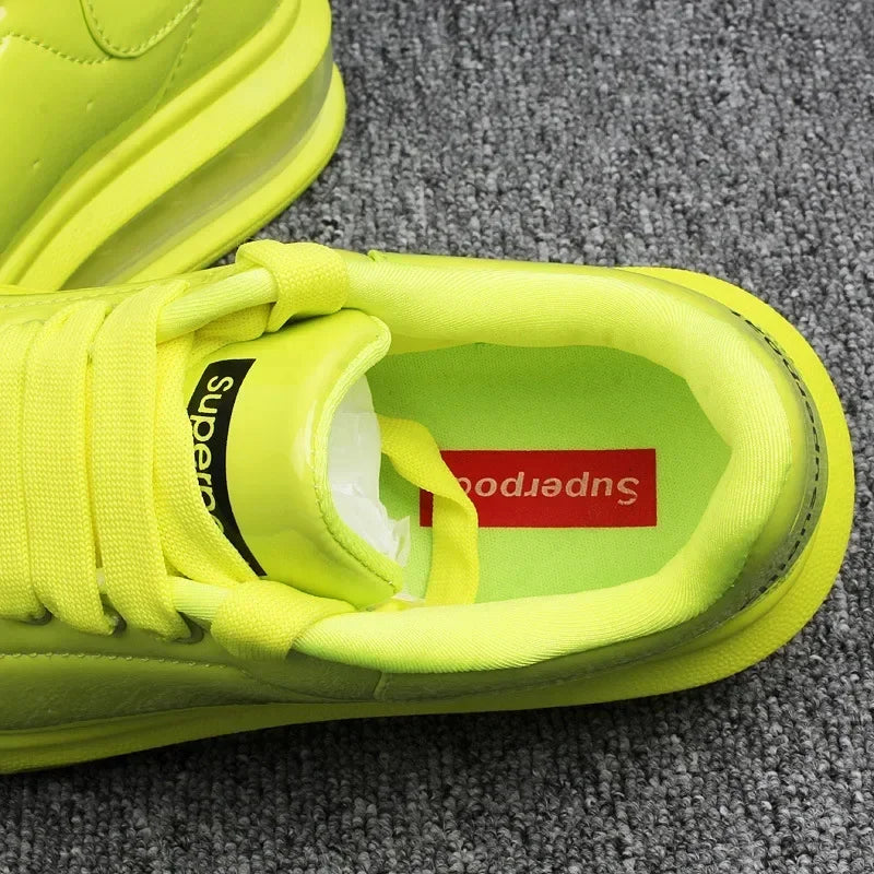 Luxury Patent Leather Sneakers for Men & Women | Air Cushion Casual Fashion Shoes