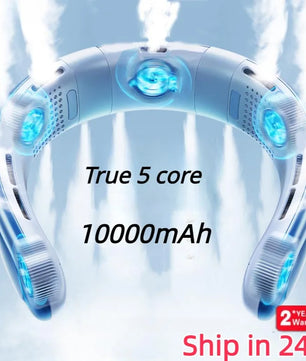 10000mAh Rechargeable Neck Fan – 3-Speed Bladeless Portable Fan
