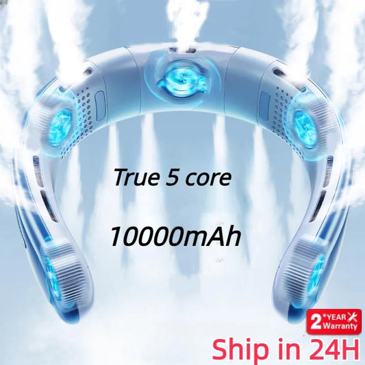 10000mAh Rechargeable Neck Fan – 3-Speed Bladeless Portable Fan
