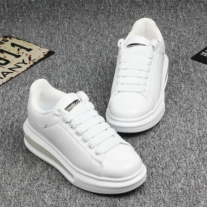 Luxury Patent Leather Sneakers for Men & Women | Air Cushion Casual Fashion Shoes
