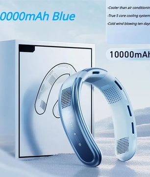 10000mAh Rechargeable Neck Fan – 3-Speed Bladeless Portable Fan