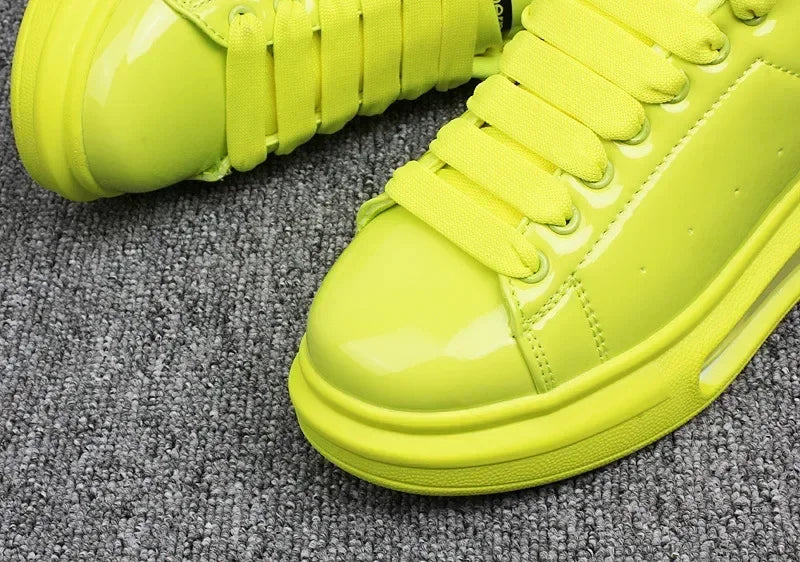 Luxury Patent Leather Sneakers for Men & Women | Air Cushion Casual Fashion Shoes