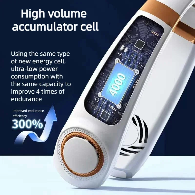Portable Neck Fan – Hands-Free Wearable USB Rechargeable Personal Cooling Fan
