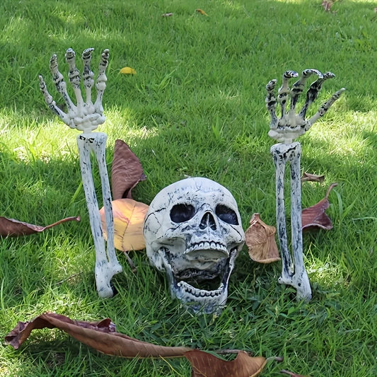 Realistic Skeleton Stakes – Halloween Skull & Arm Lawn Decor