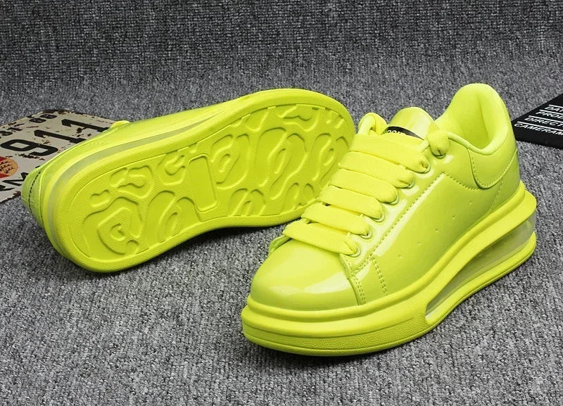 Luxury Patent Leather Sneakers for Men & Women | Air Cushion Casual Fashion Shoes