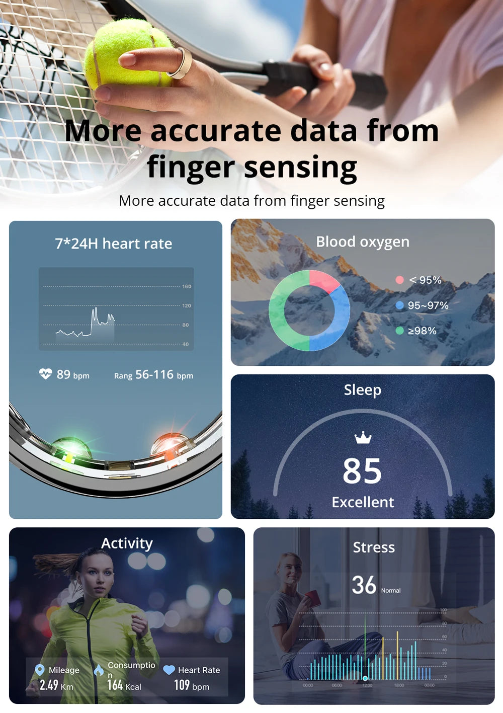 R10 Smart Ring with Charging Case for Men Women, Health and Sleep Monitor, 5ATM Waterproof Fitness Tracker