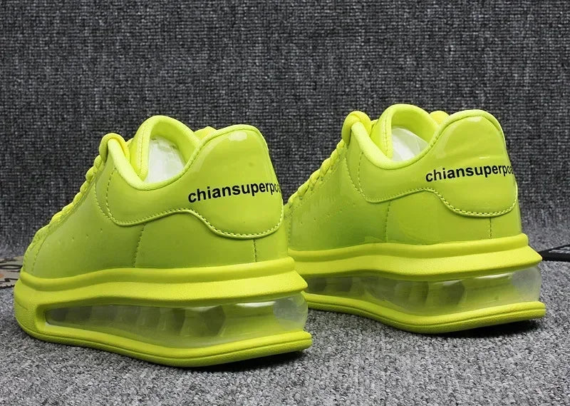 Luxury Patent Leather Sneakers for Men & Women | Air Cushion Casual Fashion Shoes